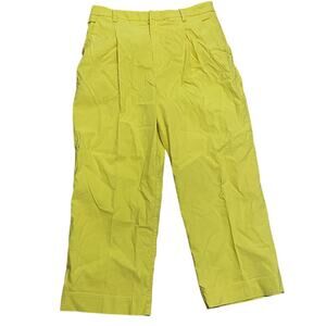 Anthropologie Bright Sunflower Yellow High Rise‎ Wide Leg Cropped Pants Size 10